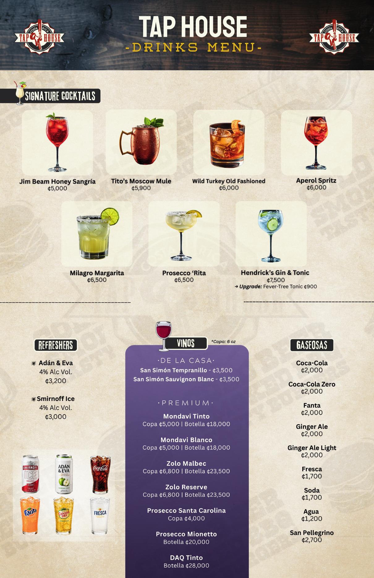 Tap House menu — page 6