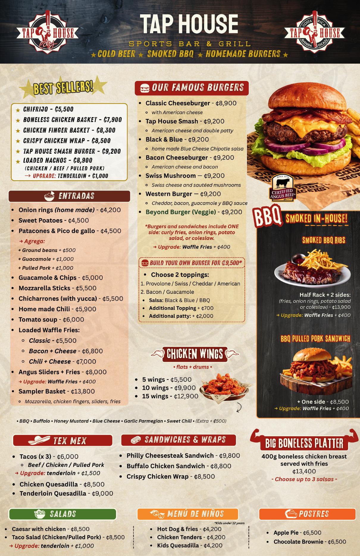 Tap House menu — page 3